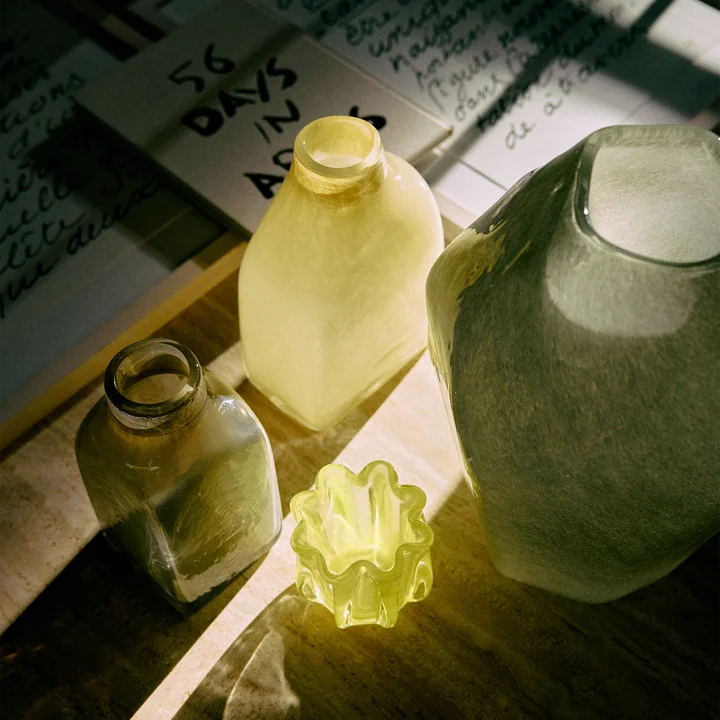 HKliving - Atelier glass vases, medium and small, pale green, Corala Candle holder