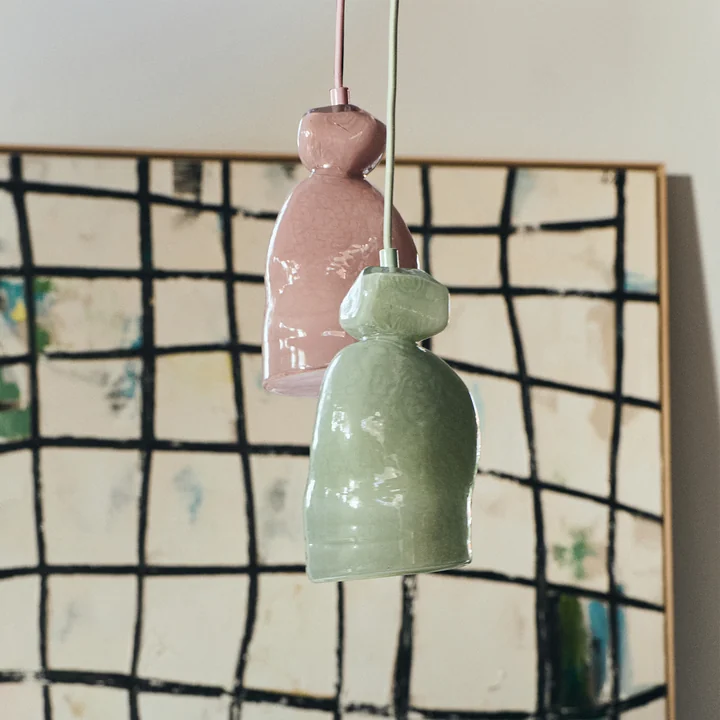 HKliving - Gemstone Pendant light, tourmaline and amethyst