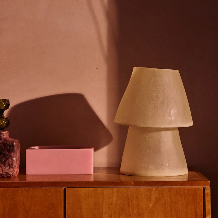 HKliving - Glassfiber table lamp, H 28 cm, pink