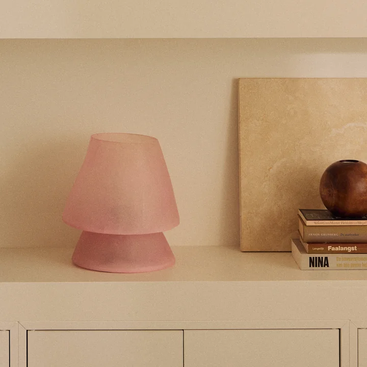 HKliving - Glassfiber table lamp, H 28 cm, pink