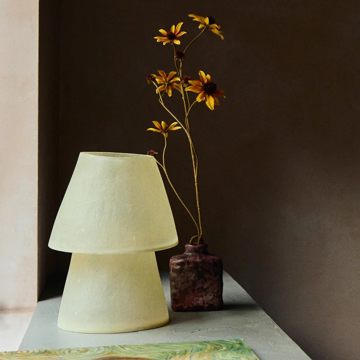 HKliving - Glassfiber table lamp, H 35 cm, off white