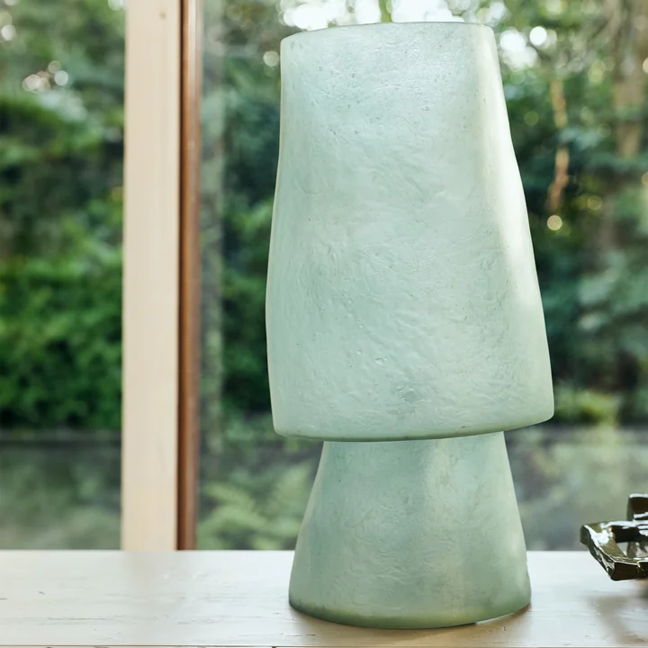 HKliving - Glassfiber table lamp, H 52 cm, petrol blue