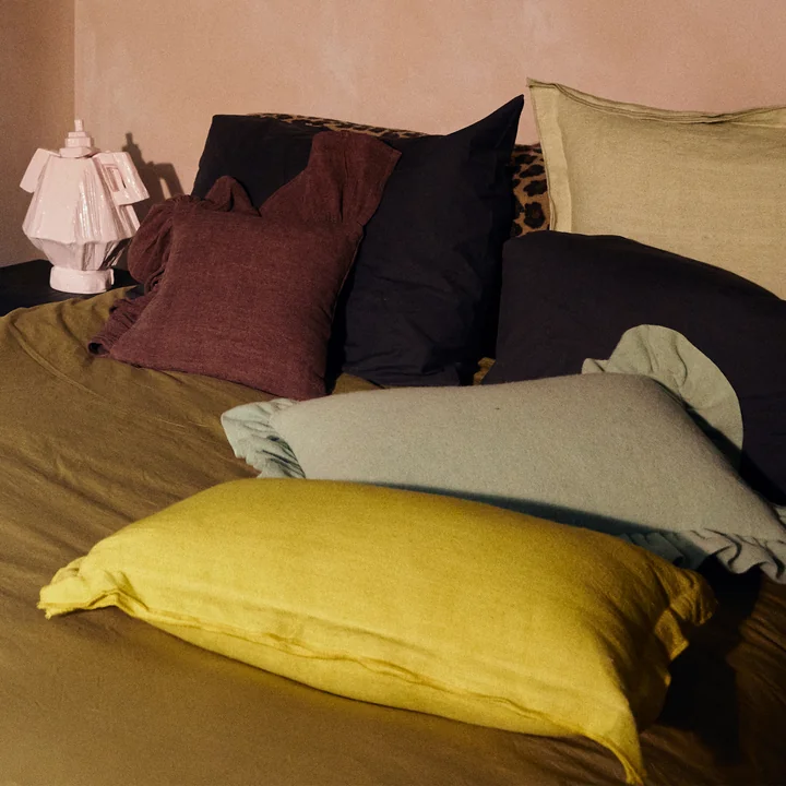 HKliving - Linen cushion, 50 x 30 cm, lemongrass