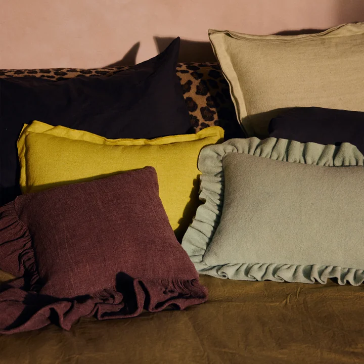 HKliving - Linen cushion, 50 x 30 cm, lemongrass