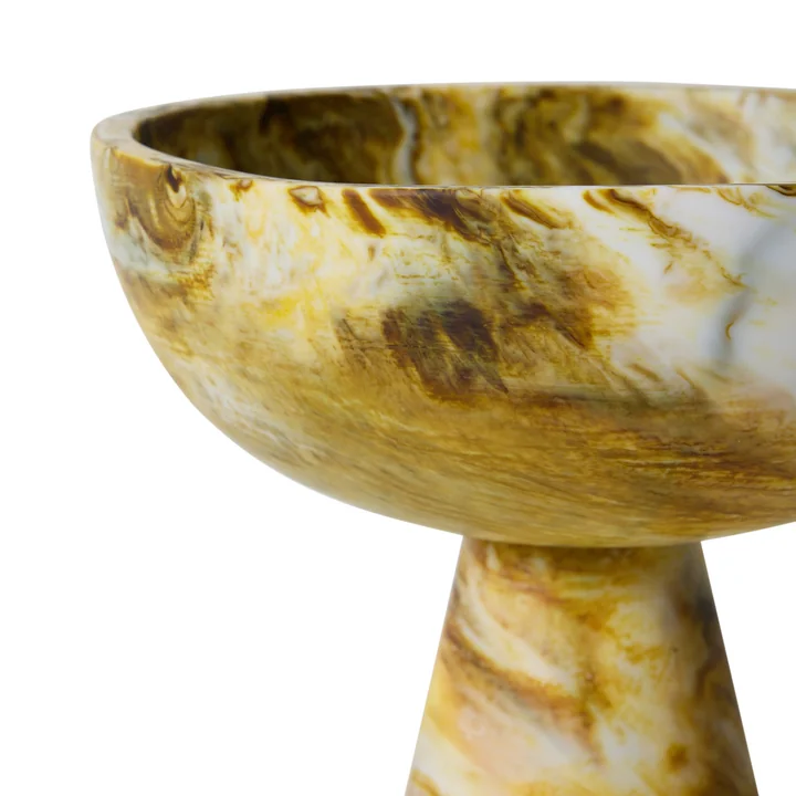 HKliving - Marbled bowl on plinth, ochre