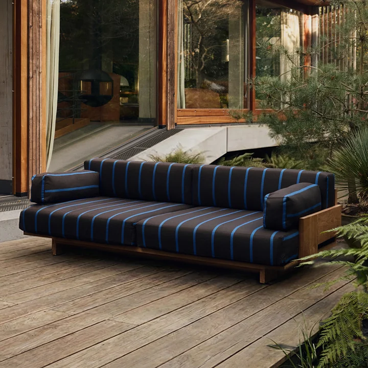 HKliving - Outdoor teak lounge sofa, burnt sky