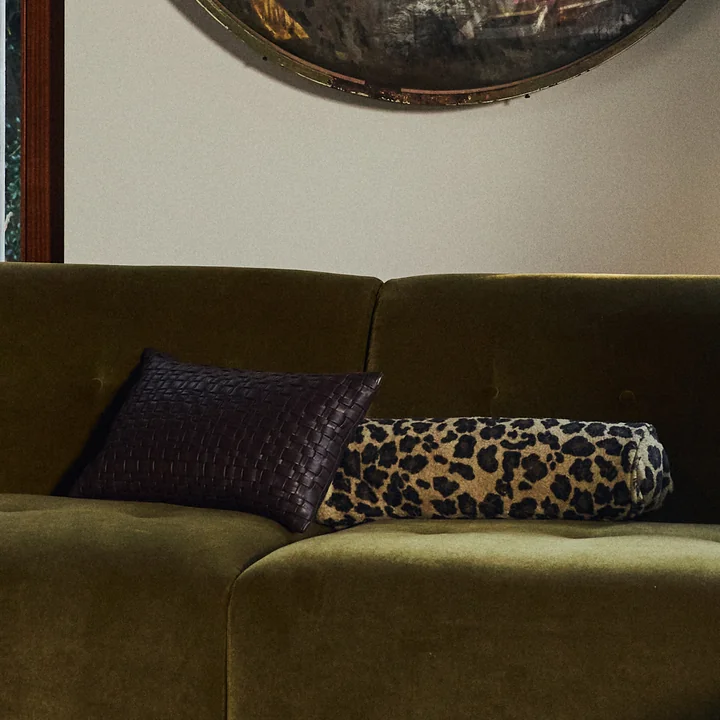 HKliving - Roll cushion, Ø 13 x 50 cm, panther, Woven Cushion