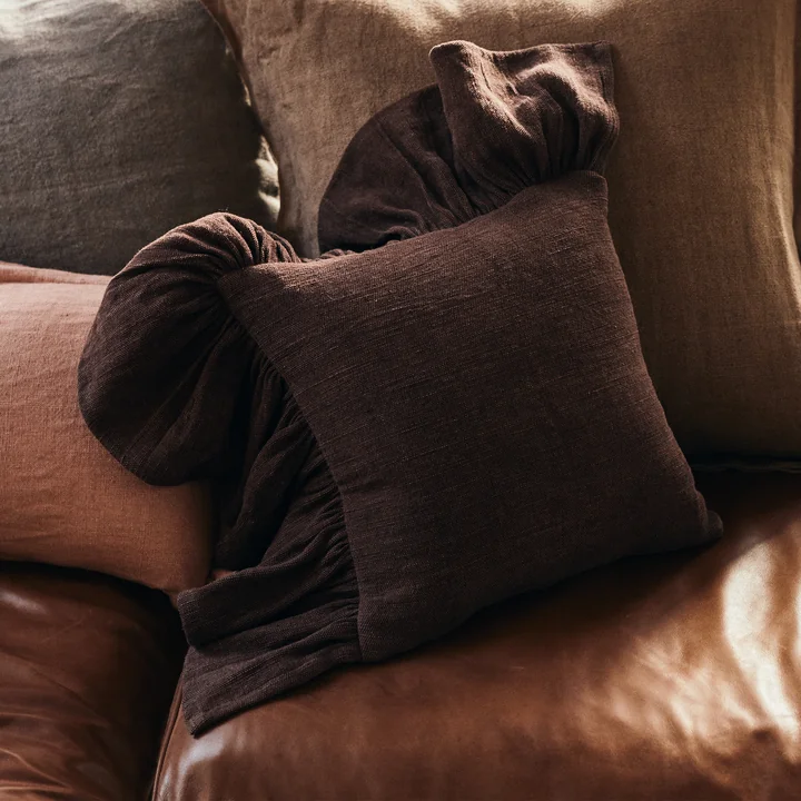 HKliving - Ruffled cushion, 50 x 50 cm, chestnut