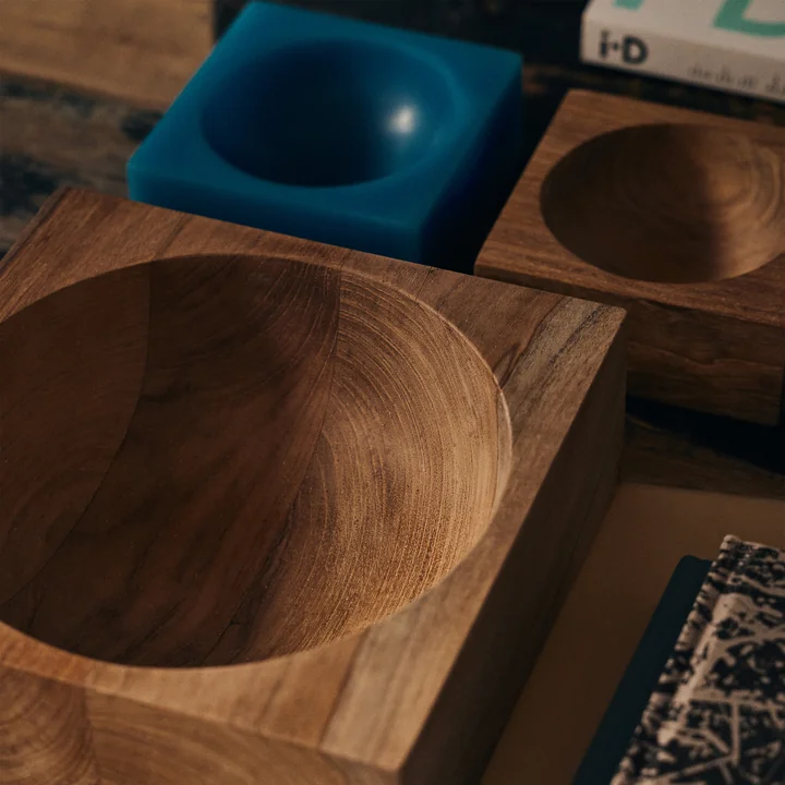 HKliving - Teak cube bowl, medium, teak