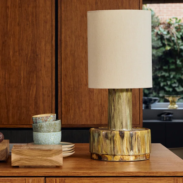 HKliving - Ceramic table lamp base, reactive green