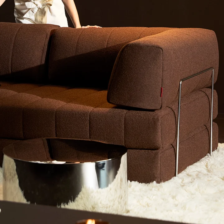 Innovation Living - Cozypad Sofa bed, 2 L-shaped back cushions, rust orange (fabric 412 Esina)