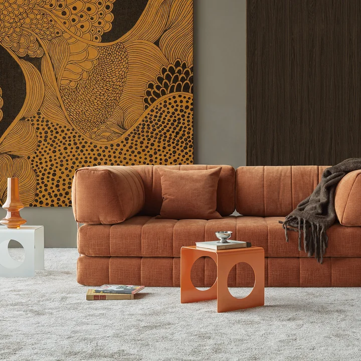Innovation Living - Cozypad Sofa bed, 2 L-shaped back cushions, rust orange (fabric 412 Esina)
