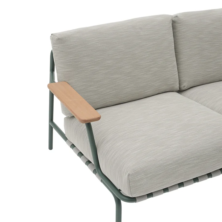 Muuto - Settle Outdoor 2-seater sofa, green / dark green (fabric Ribbed Weave 2)