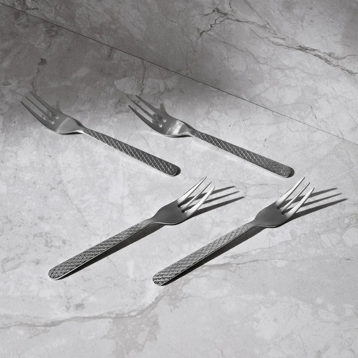 Lyngby Porcelæn - Rhombe cake fork 4 pieces, steel