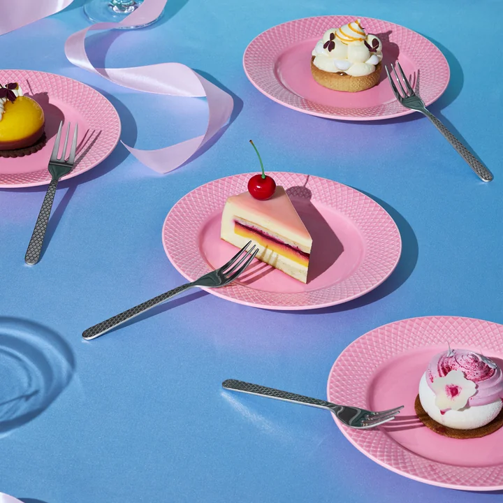 Lyngby Porcelæn - Rhombe cake fork 4 pieces, steel