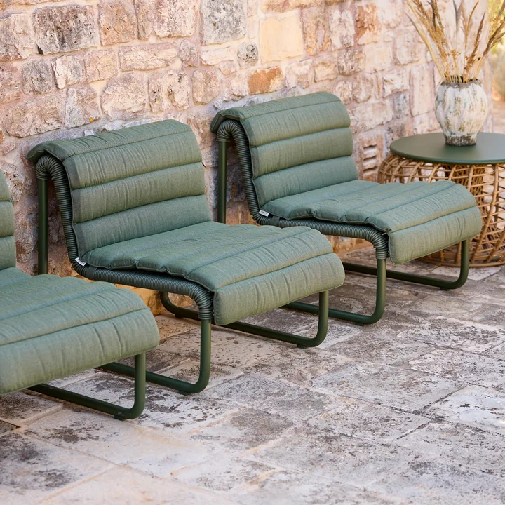Cane-line - Al Dente Lounge chair with seat cushion, dark green