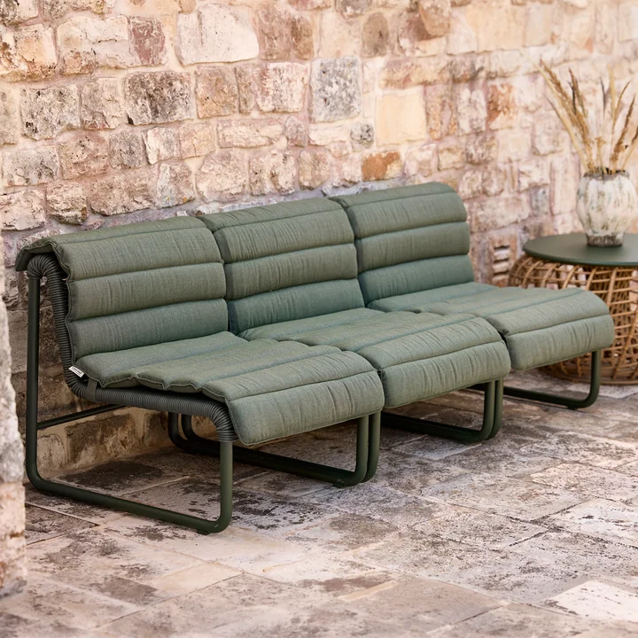 Cane-line - Al Dente Lounge chair with seat cushion, dark green