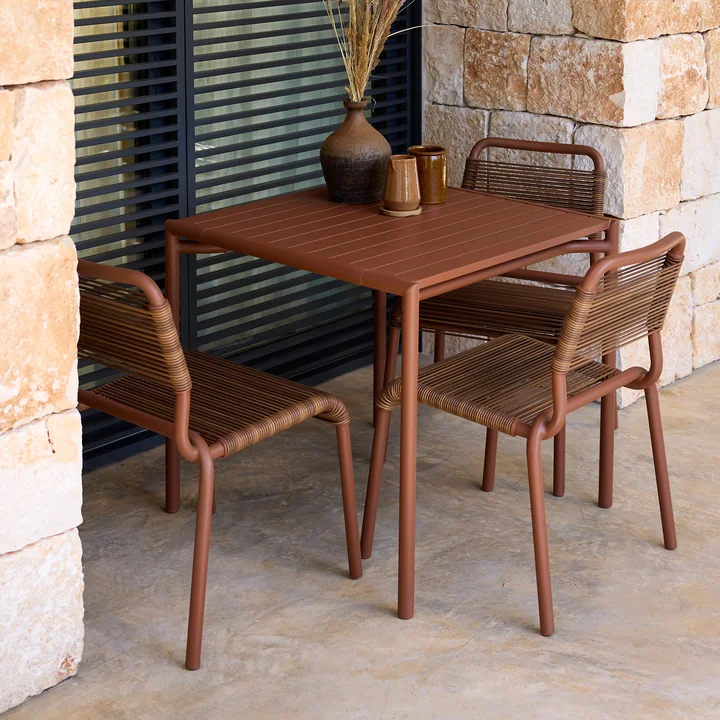 Cane-line - Bliss Dining table, 80 x 80 cm, desert red