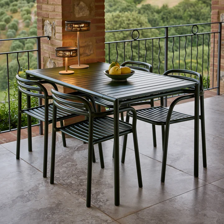 Cane-line - Bliss Dining table and armchairs, dark green