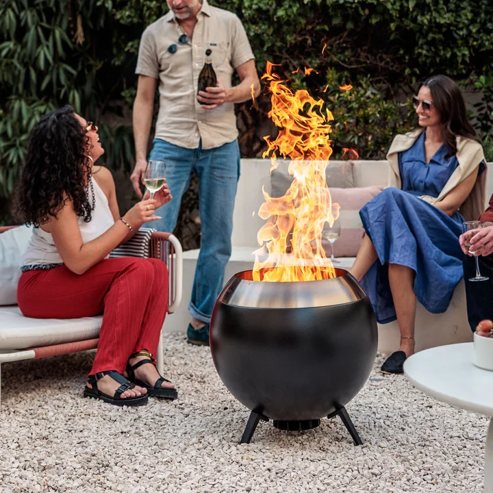 höfats - MOON 55 Fire bowl with low base, stainless steel / black