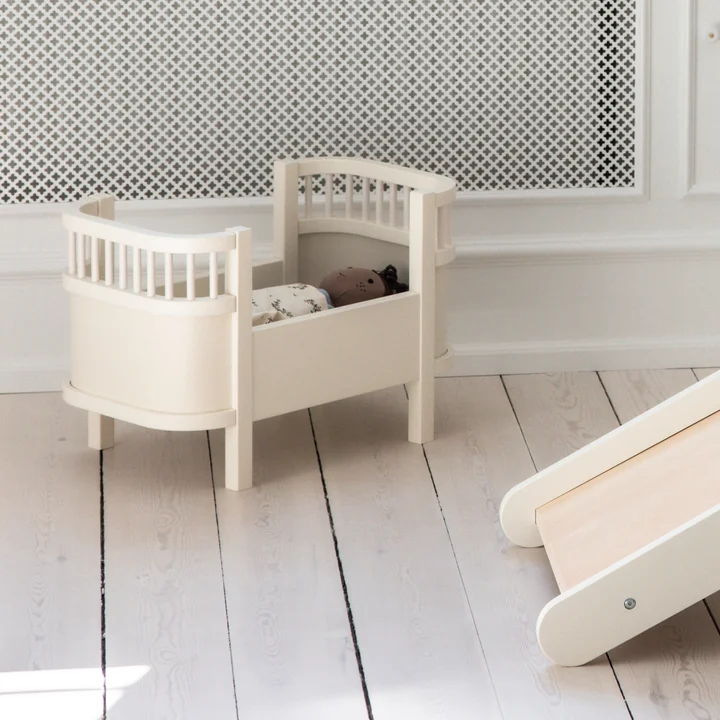 Sebra - Doll's bed and mattress, white