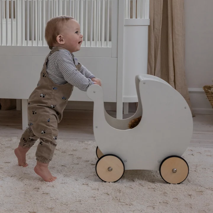 Sebra - Wooden doll strollers, classic white