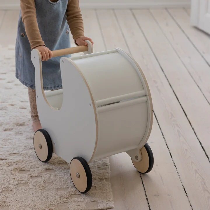 Sebra - Wooden doll strollers, classic white