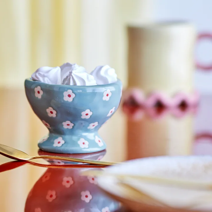 Bloomingville - Nini bowl, Ø 9 x H 6.5 cm, flower, blue