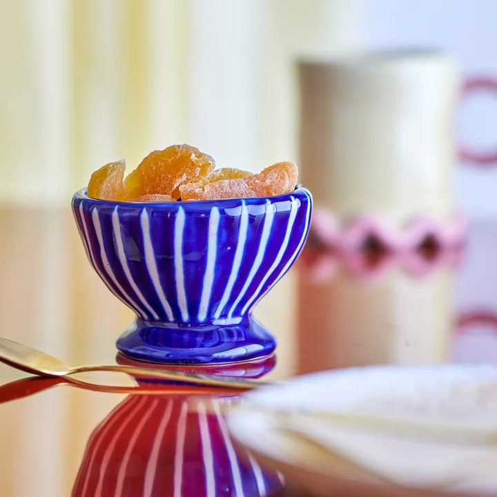 Bloomingville - Nini bowl, Ø 9 x H 6.5 cm, stripes, blue