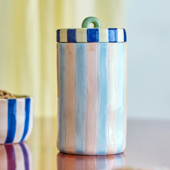 Bloomingville - Phoenix Pot with lid, Ø 10.5 x H 20.5 cm, multi