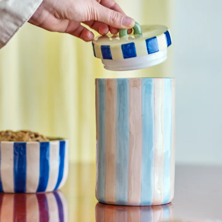 Bloomingville - Phoenix Pot with lid, Ø 10.5 x H 20.5 cm, multi