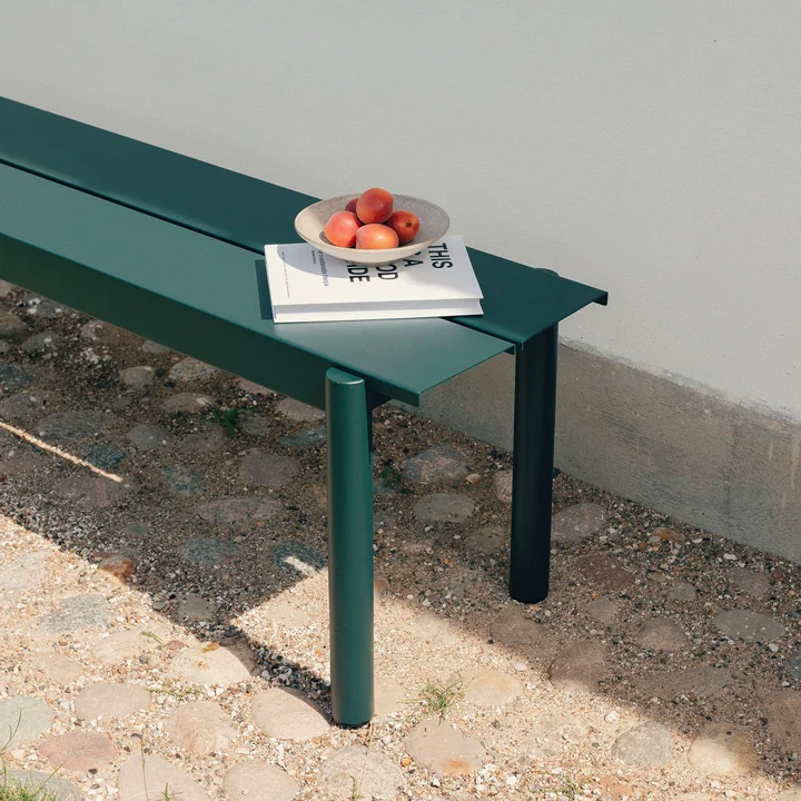Linear Steel bench, dark green by Muuto