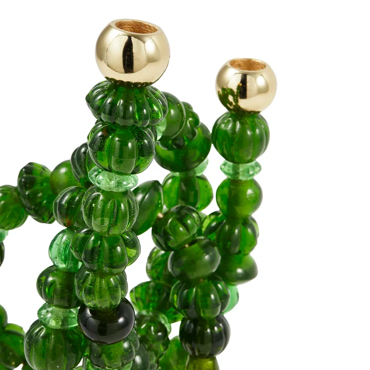 POLSPOTTEN - Beads Candle holder, dark green