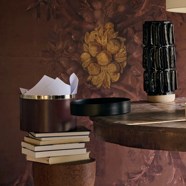 POLSPOTTEN - Round Metal Caps And Jars storage tin, dark brown