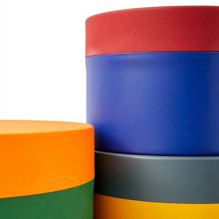POLSPOTTEN - Round Metal Caps And Jars storage jar set of 3, multicolored
