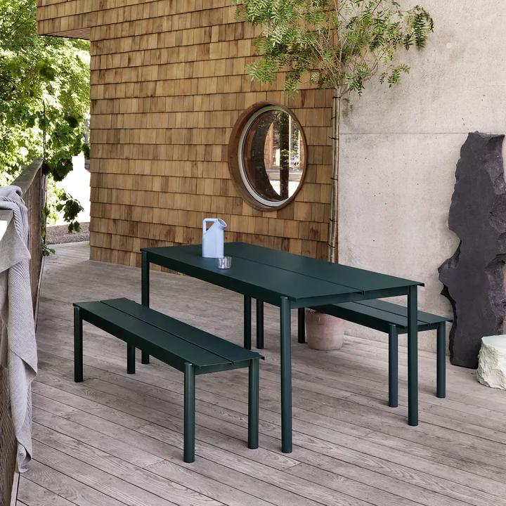 Muuto - Linear Steel Bench and table, dark green