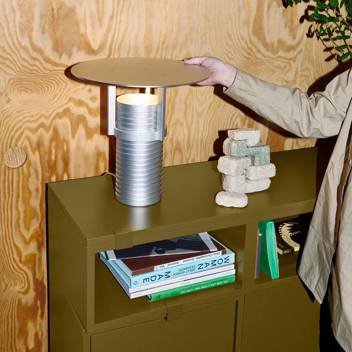 Muuto - Stacked Shelf module with door, brown-green