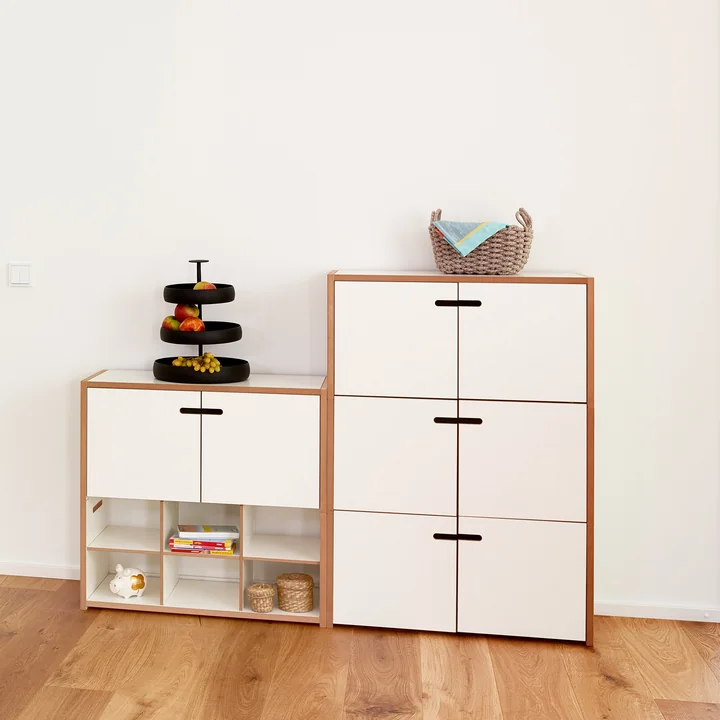Tojo - high stacker add-on module with doors, set, white