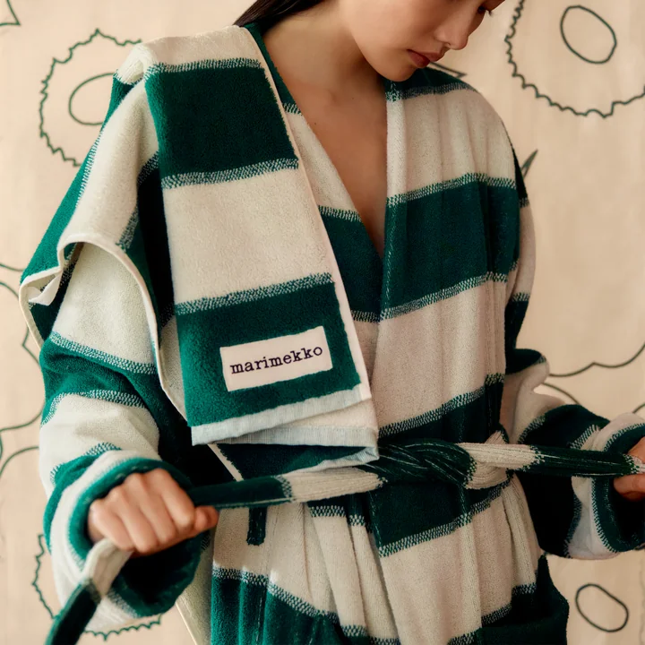 Marimekko - Galleria Bathrobe and towel, emerald / melon