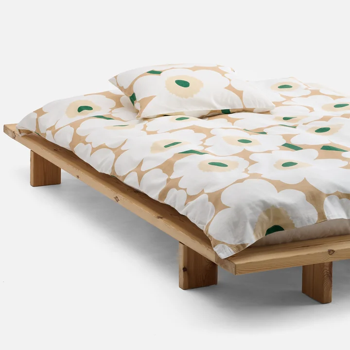 Marimekko - Unikko Duvet cover, 150 x 210 cm, sand / off-white / hay / emerald