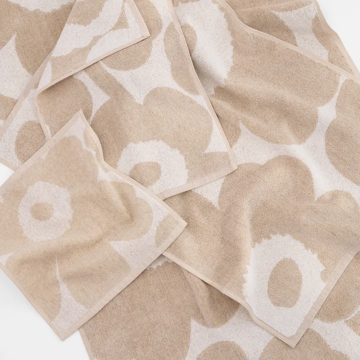 Marimekko - Unikko Hand towels and bath towels, off-white / linen