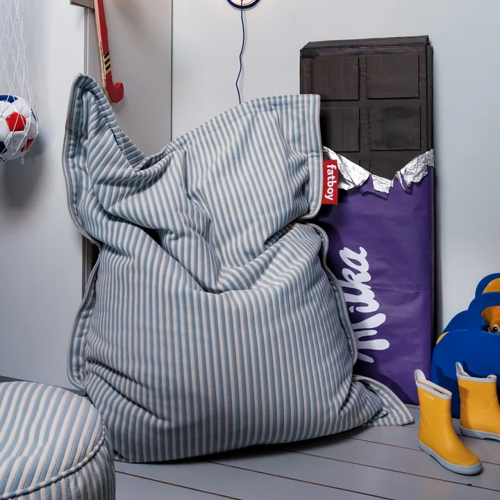 Fatboy - Cover for original Slim Terry beanbag, blizzard blue/cream