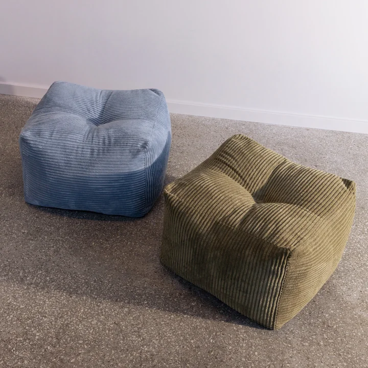 Karup - Buddy Kids Pouf, 50 x 50 cm, hazy blue (554) and khaki green (553)