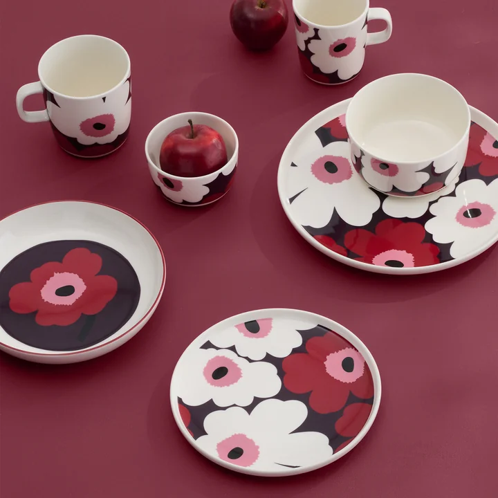 Marimekko - Unikko Collection, white / plum / cranberry / pink