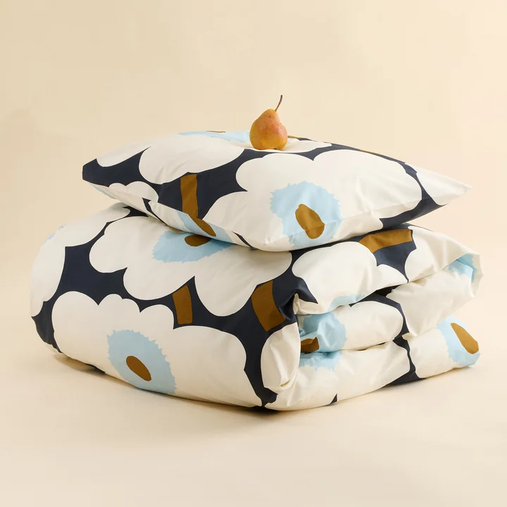 Marimekko - Pieni Unikko Pillowcase, 50 x 50 cm, blueberry, white, cold blue