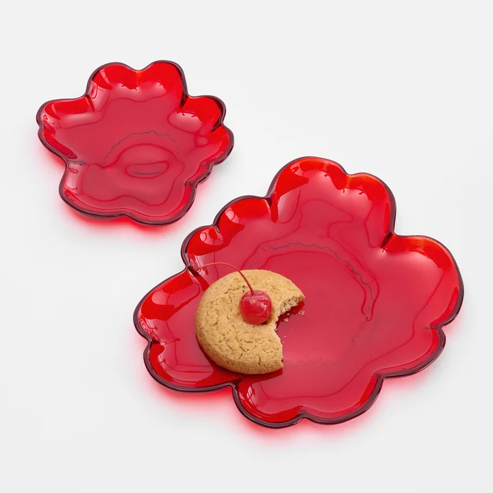 Marimekko - Unikko Glass Plate, 13 cm, red