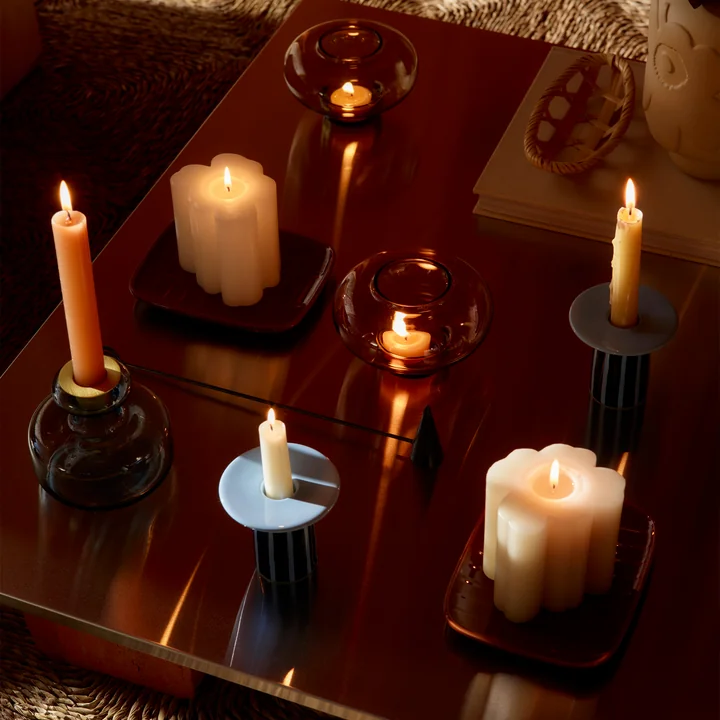 Marimekko - Unikko pillar candle, white, and " Piccolo " candleholder