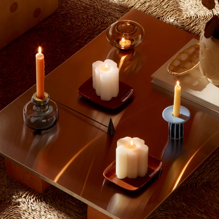Marimekko - Unikko pillar candle, white, and " Piccolo " candleholder