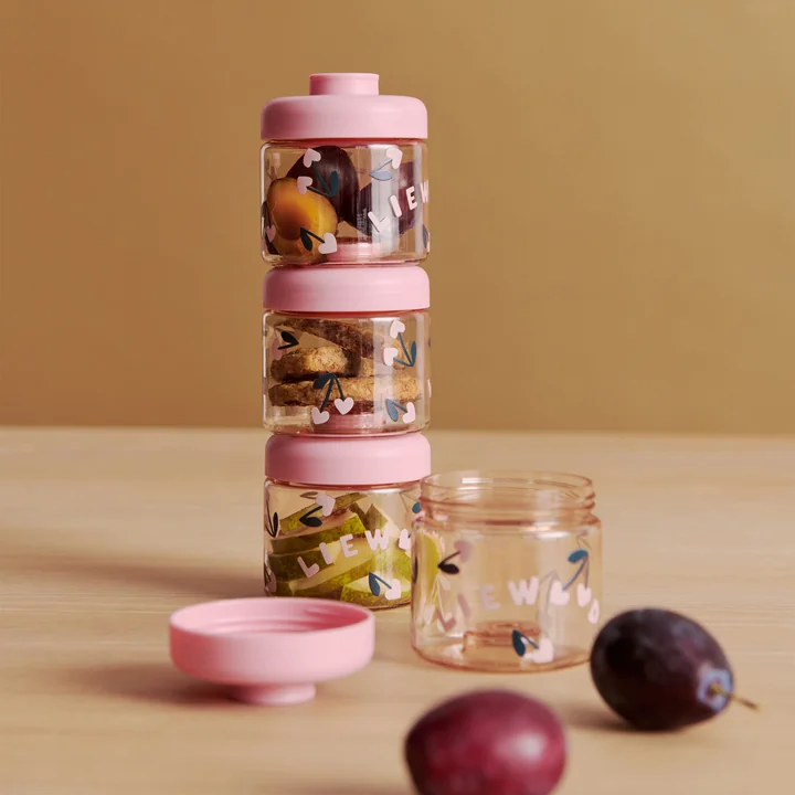 LIEWOOD - Dominique Snack Box, Cherry Heart / Rosy (set of 4)