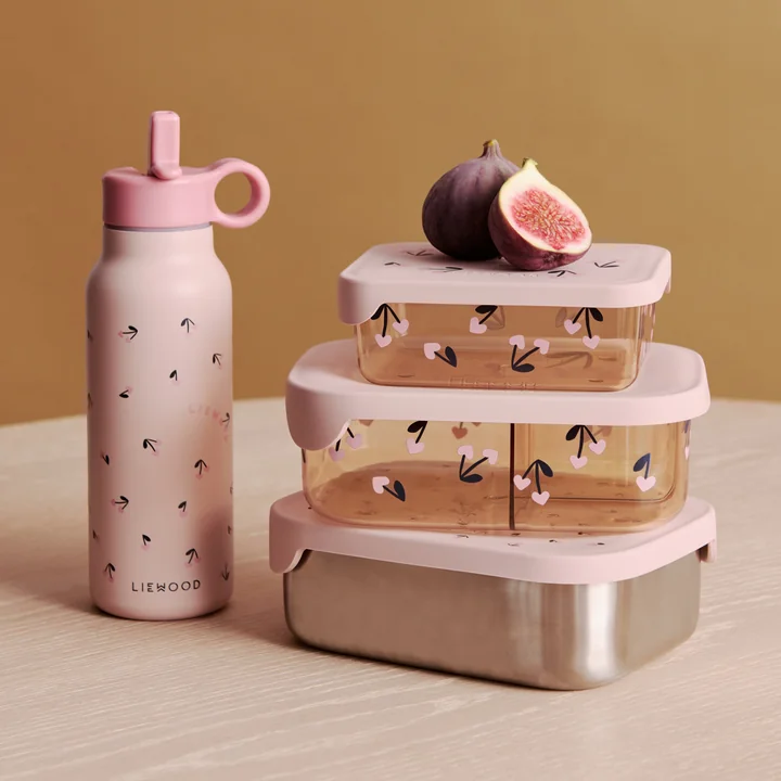LIEWOOD - Falk Water Bottle, 350 ml, Mini Cherry Heart / Rosy